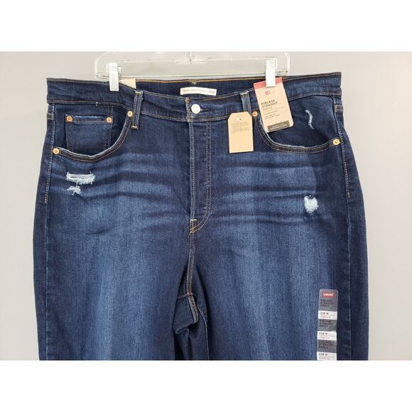 NEW Levis Ribcage Straight Ankle Jeans size 20W Dark Wash Distressed‎ - Picture 3 of 9